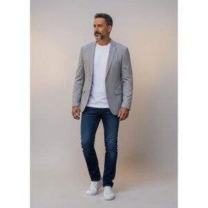 Van Heusen Flex Slim Fit 2 Button Sport Jacket Men's Blazer 59R Gray Silver